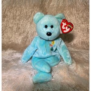 Ty Beanie Baby Ariel Bear 2000 Ped. AIDS Foundation Charity-RARE MINT w/ ERRORS!